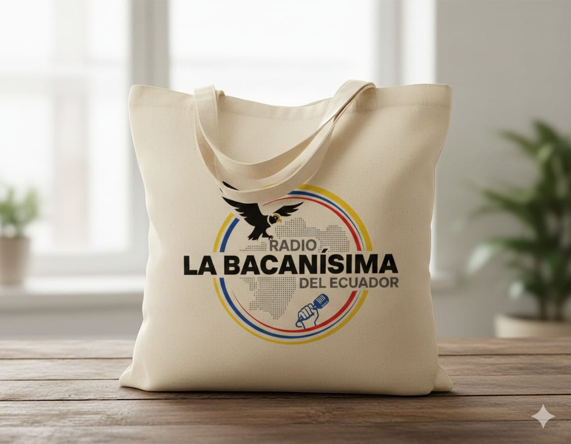 Bolsa de tela natural de Radio La Bacanísima del Ecuador