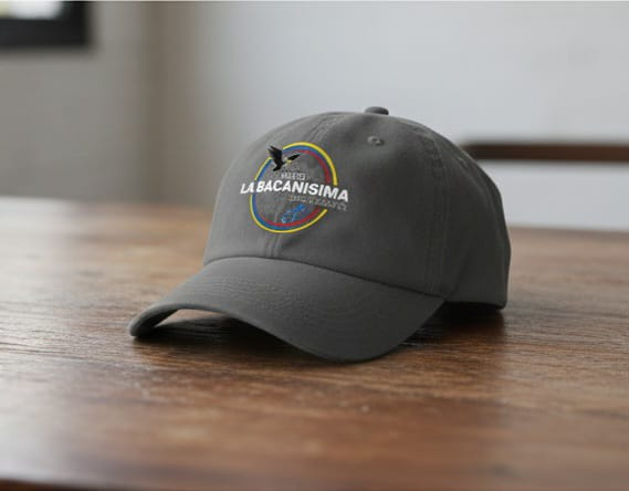 Gorra gris de Radio La Bacanísima del Ecuador