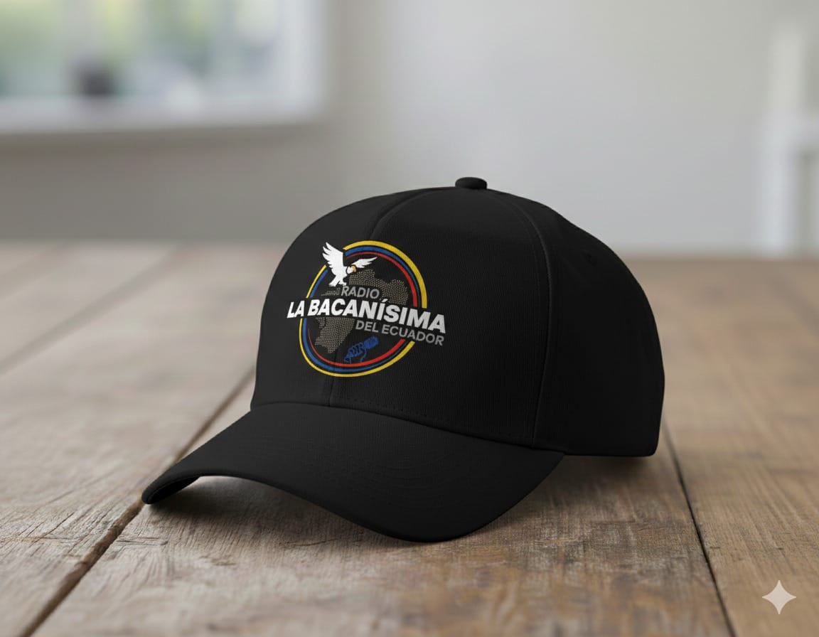 Gorra negra de Radio La Bacanísima del Ecuador